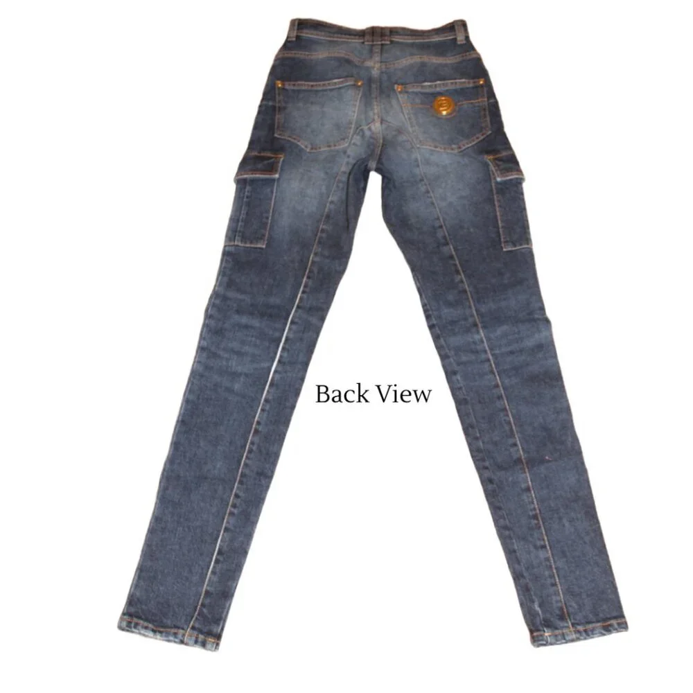 Balmain Cargo Pocket Faded Effect Slim Fit High Rise Jean, Size 34 (US 2)
